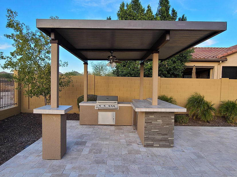 KoKoMo Aruba BBQ Island With 12' x 12' Pergola Built-In BBQ Grill - Aruba12x12Canopy