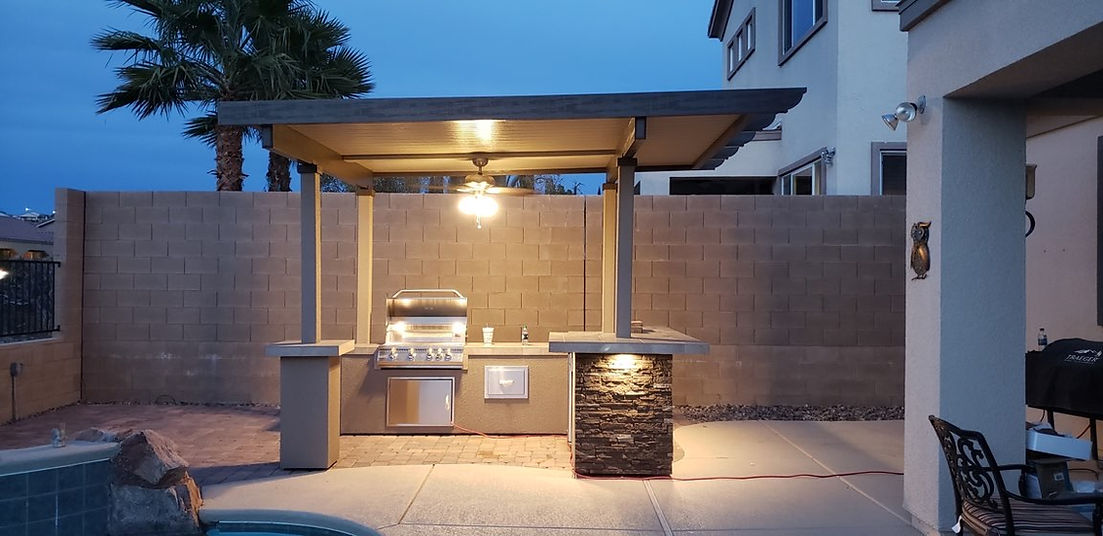 KoKoMo Aruba BBQ Island With 12' x 12' Pergola Built-In BBQ Grill - Aruba12x12Canopy