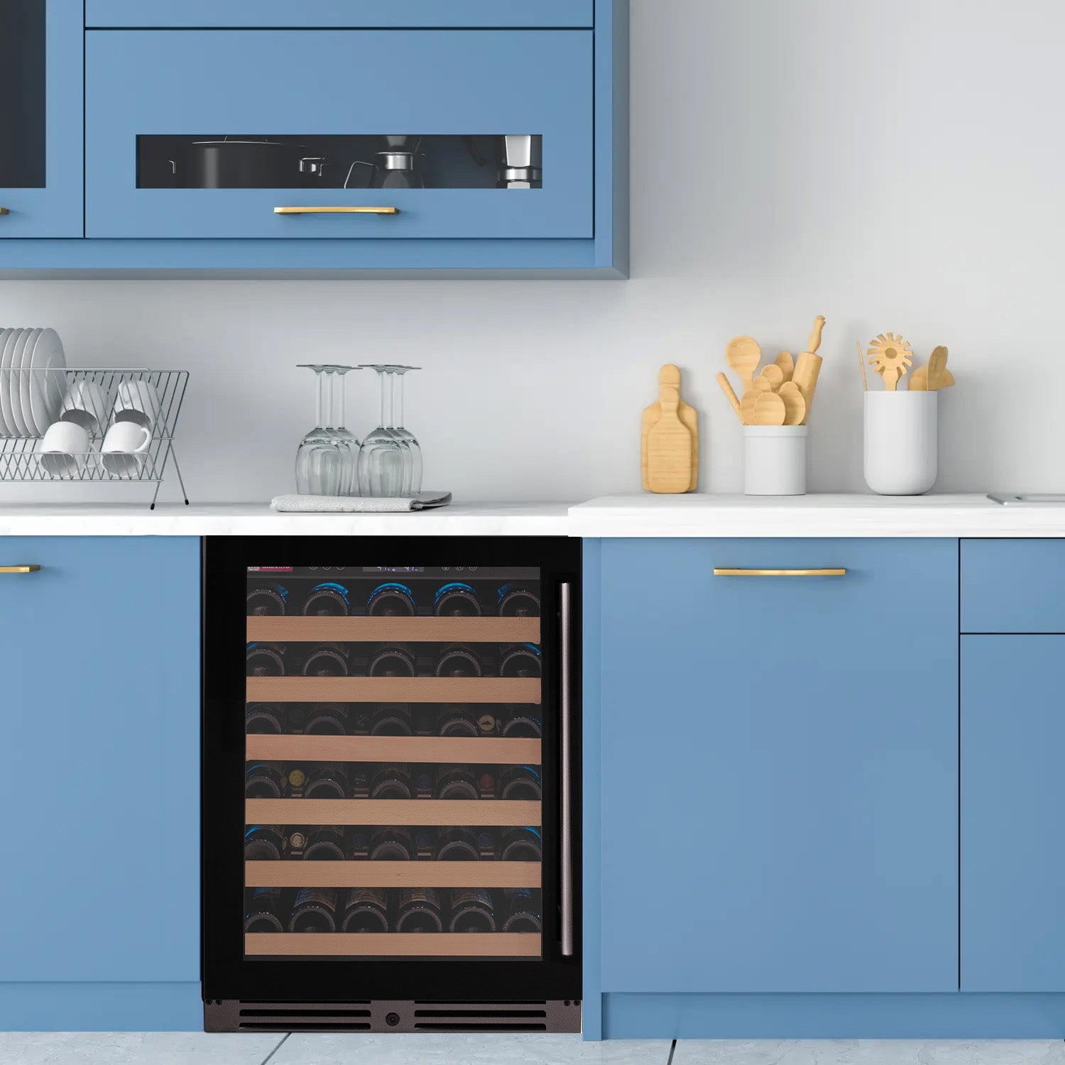 Allavino Reserva Series 50 Bottle Single Zone Built-in Wine Cooler Refrigerator with Black Glass Door - Left Hinge