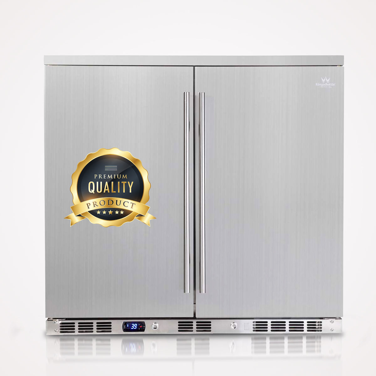 KingsBottle 36 Inch Outdoor Beverage Refrigerator 2 Door For Home (KBU56ASD)