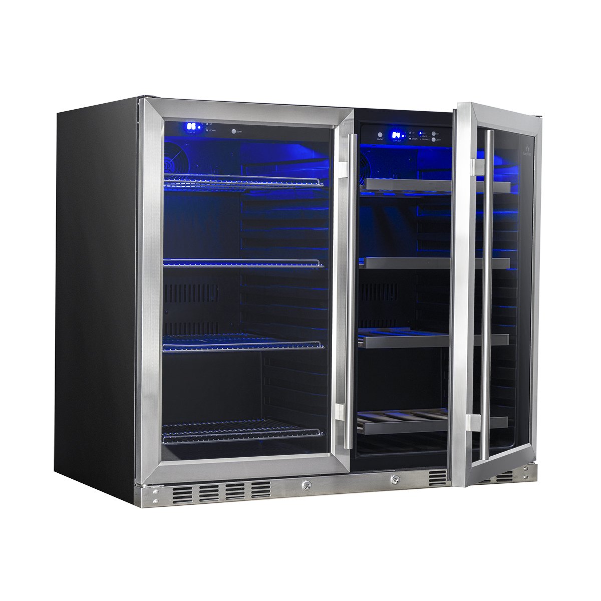 KingsBottle 39 Inch Under Counter Wine And Beer Fridge Combo (KBU28LRX)