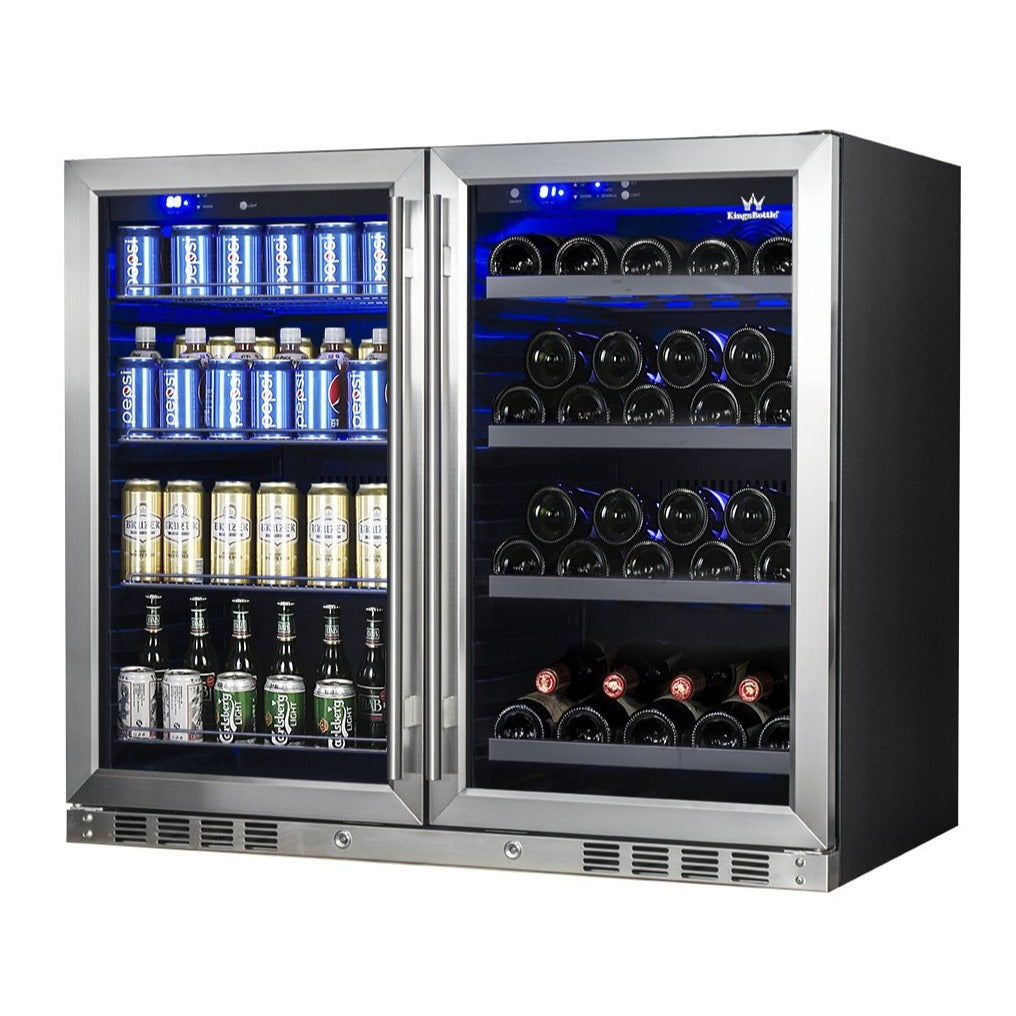 KingsBottle 39 Inch Under Counter Wine And Beer Fridge Combo (KBU28LRX)