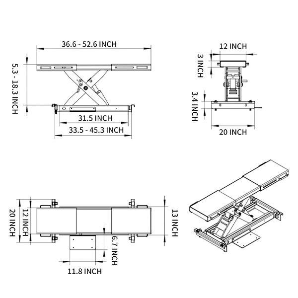 KT-RJ50 Rolling Jack 5000 lbs. Lifting Capacity  *Fits KT-4H110, KT-4H950, and KT-4H850*