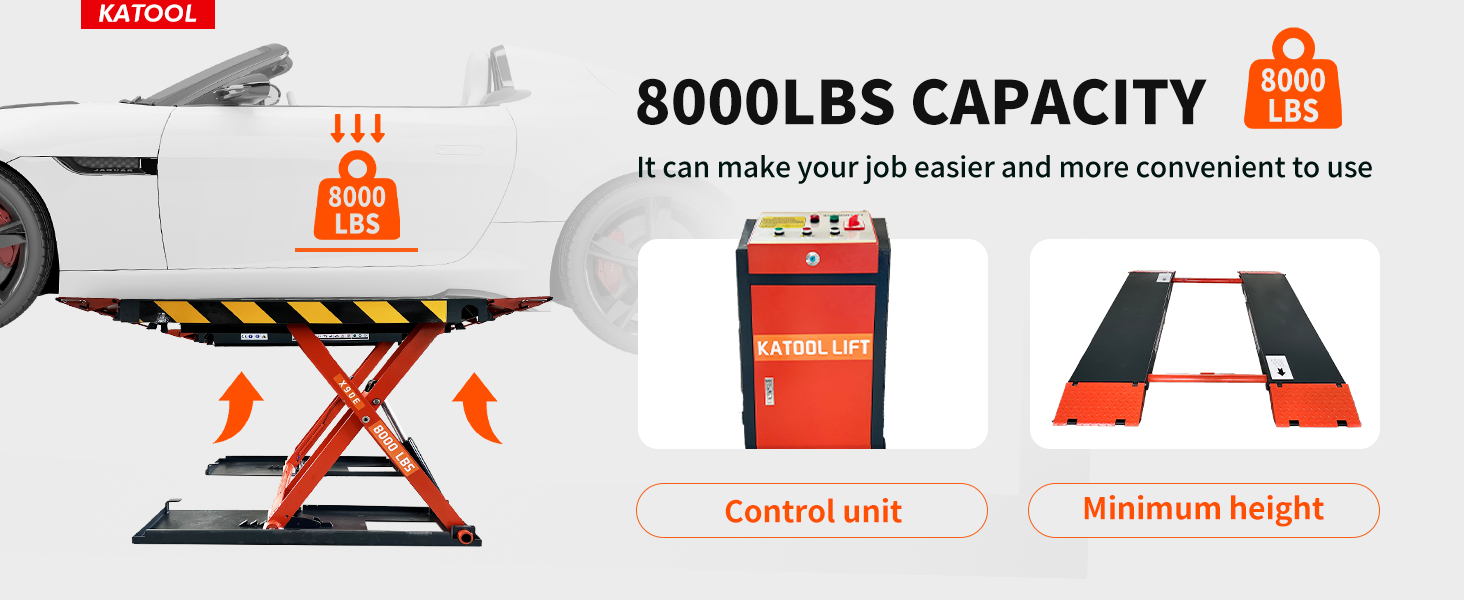 KATOOL 8000 lbs Mid Rise Scissor Lift X90E Electric 110v 47'' Release Auto Lift Car Lift