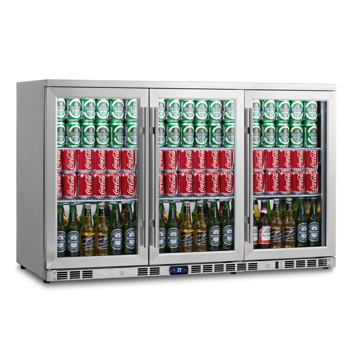 KingsBottle 53 Inch Heating Glass 3 Door Large Beverage Refrigerator ( KBU328M)