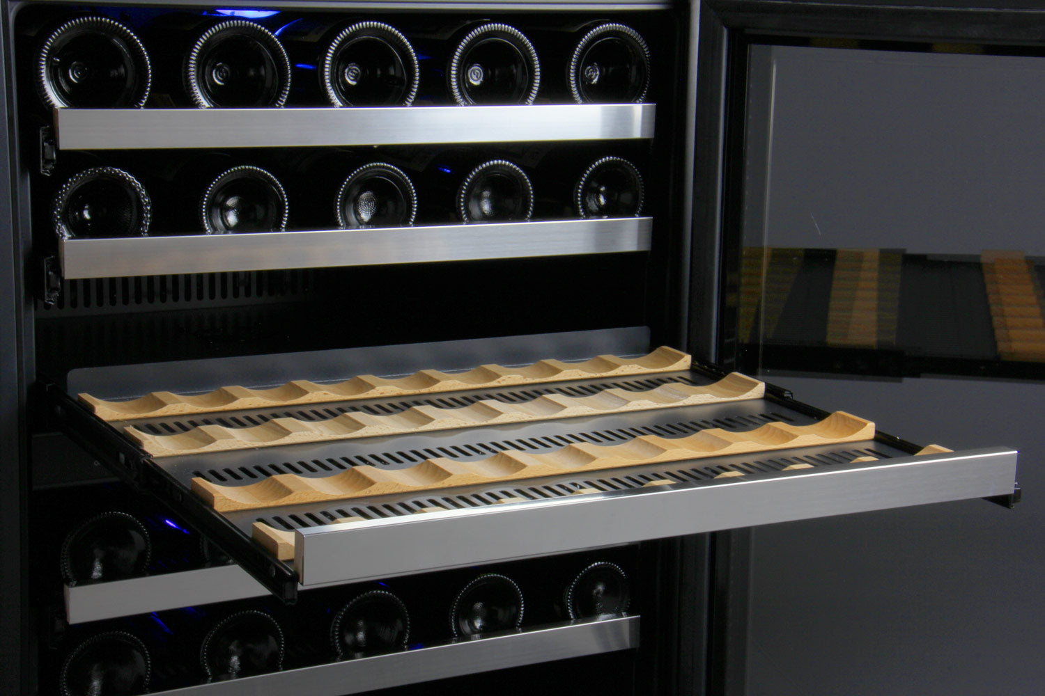 Allavino FlexCount Series 56 Bottle Dual Zone Built-in Wine Refrigerator Cooler with Stainless Steel - Left Hinge