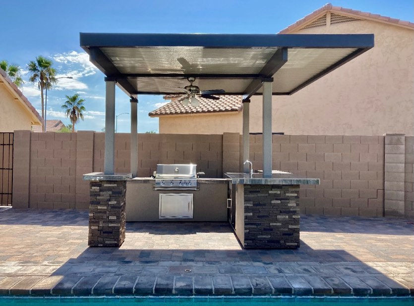 KoKoMo Aruba BBQ Island With 12' x 12' Pergola Built-In BBQ Grill - Aruba12x12Canopy