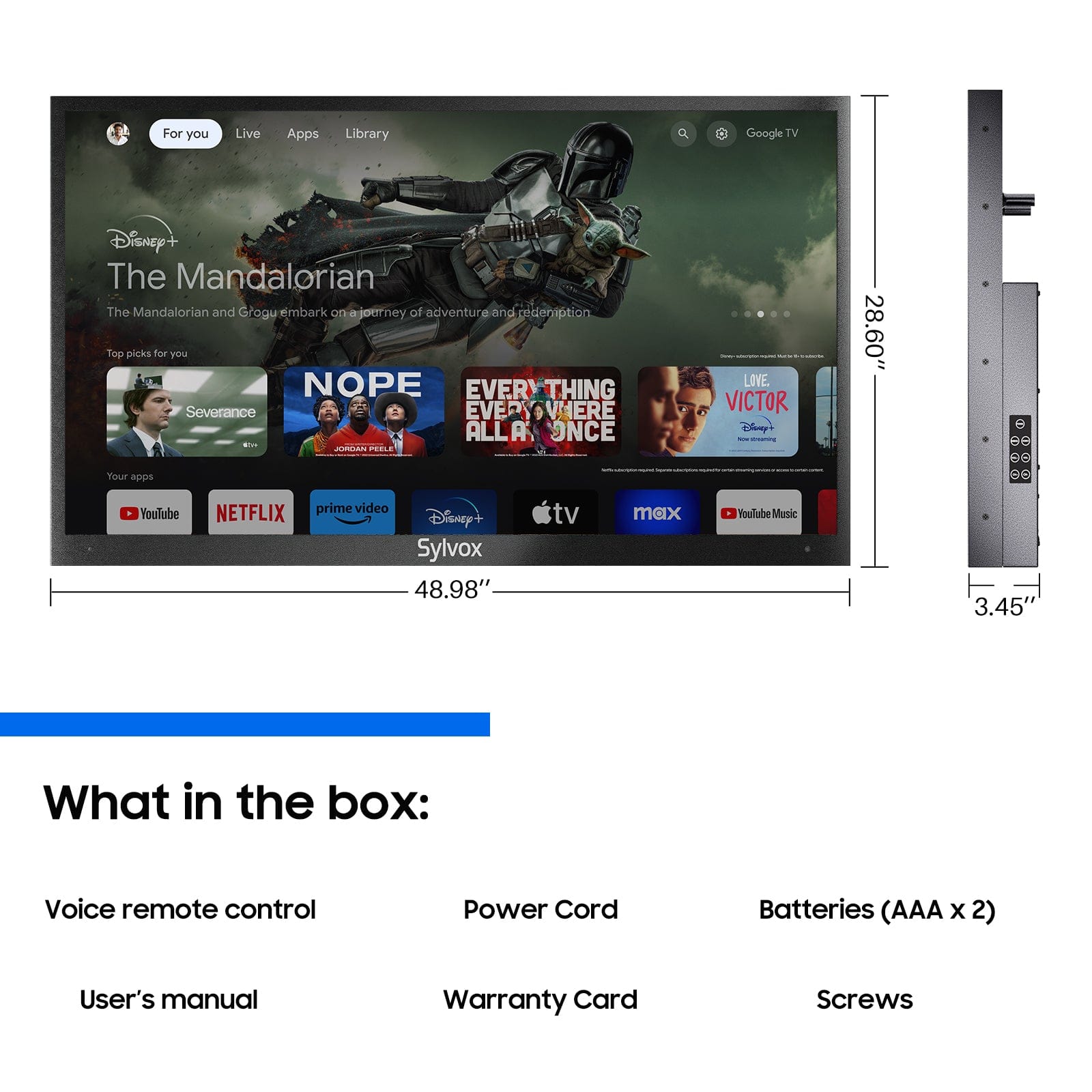 Sylvox 55" Outdoor TV(Google TV) -Deck Pro 2.0 (OT55A2KHGD)