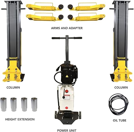 PMRL-200 7000 rated 8000 lbs Tested Portable 2 Post Lift Adaptable 2 Post Lift Mobile Car Lift Two Post Lift for Home