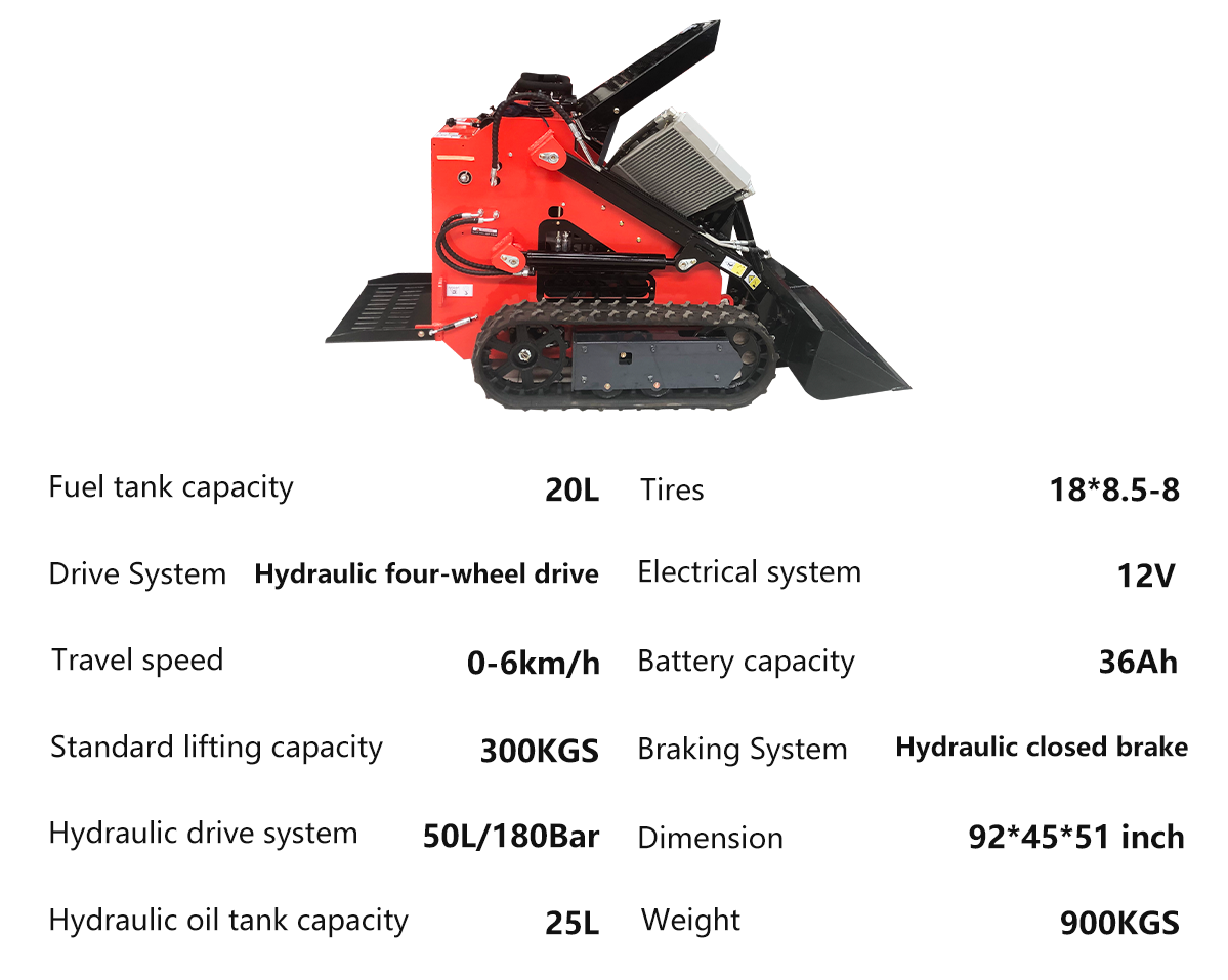 KATOOL New Mini Skid Steer Track Loader 23 HP Lifting Capacity 837LBS--KT-SK26 B