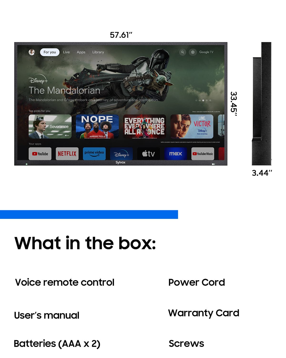 Sylvox 65" 2000Nit Google Outdoor TV - Pool Pro 2.0 Series(OT65A2KHGF)