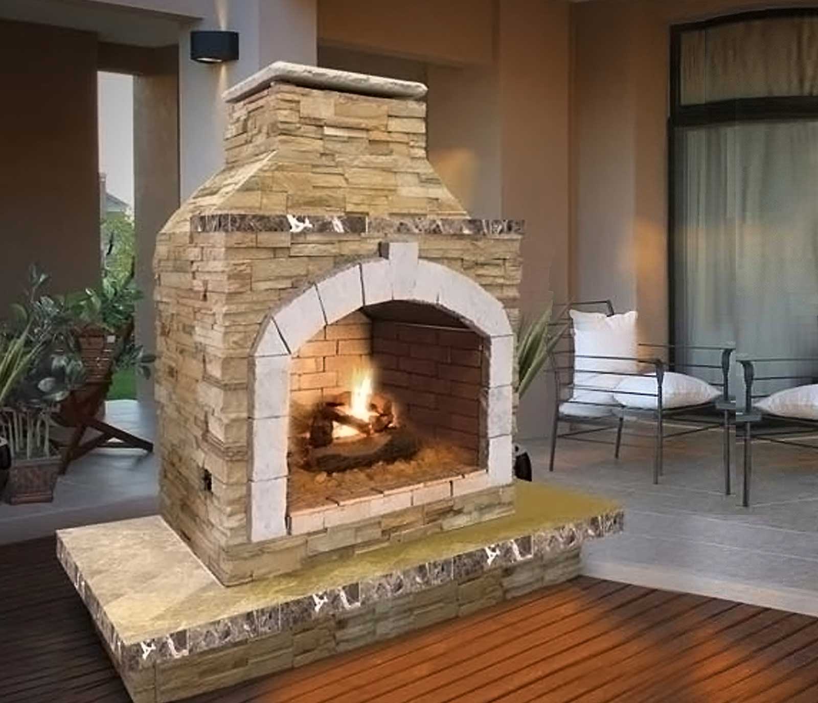 Cal Flame 72-Inch Outdoor Fireplace FRP909-3