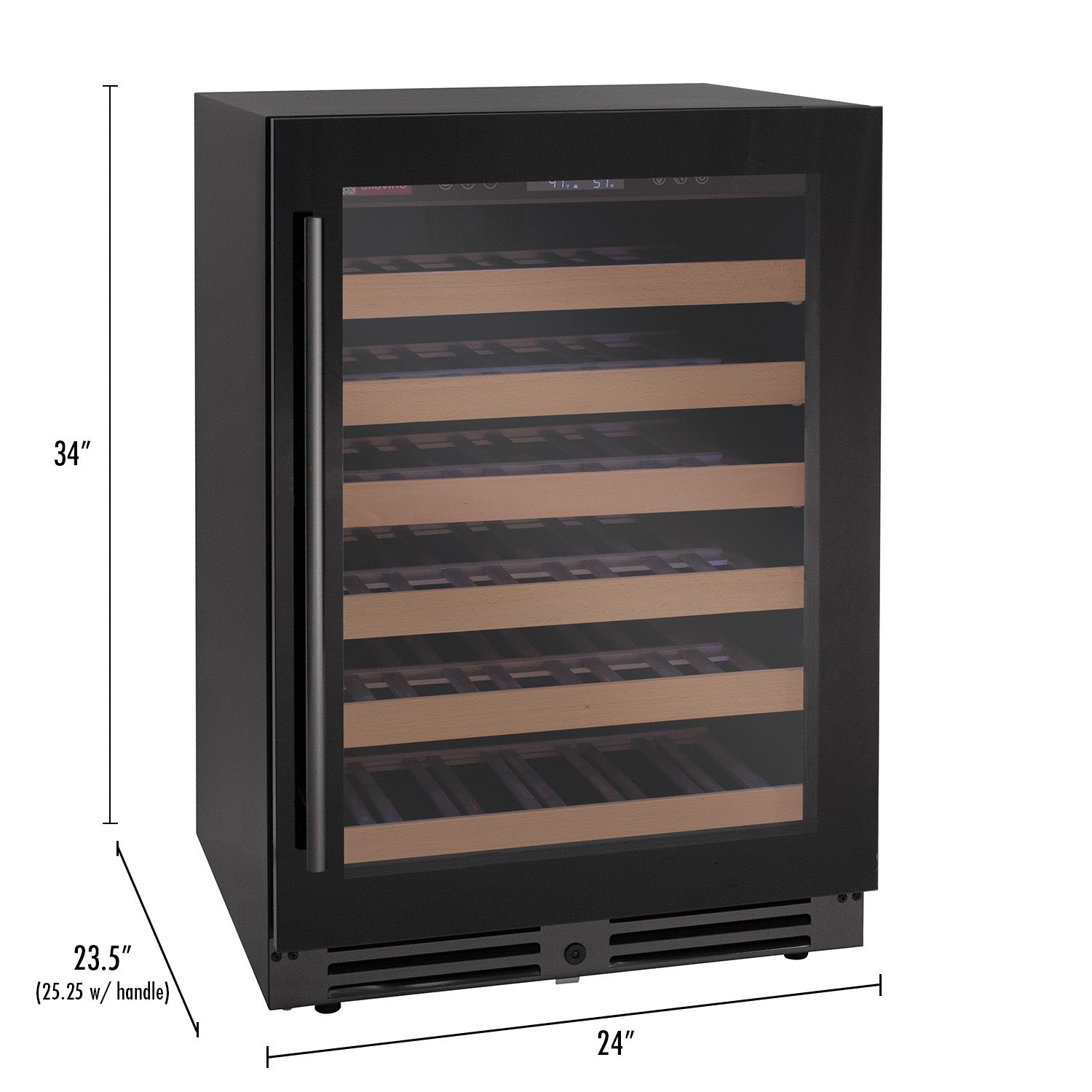 Allavino Reserva Series 50 Bottle Single Zone Built-in Luxury Wine Refrigerator with Black Glass Door - Right Hinge