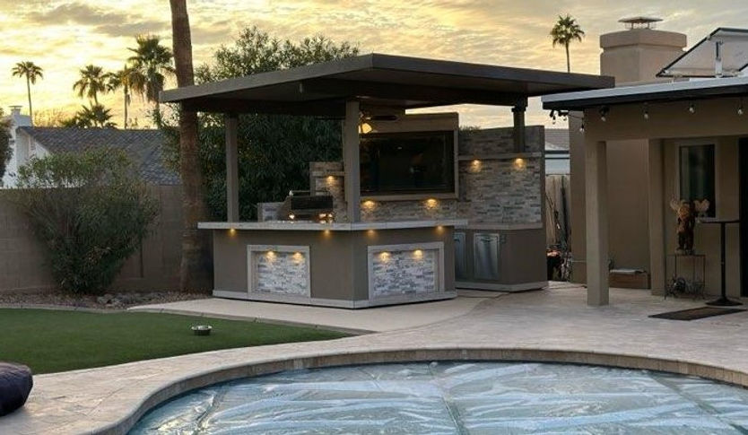 KoKoMo Best Outdoor Kitchen Bermuda BBQ Island with TV - Bermuda