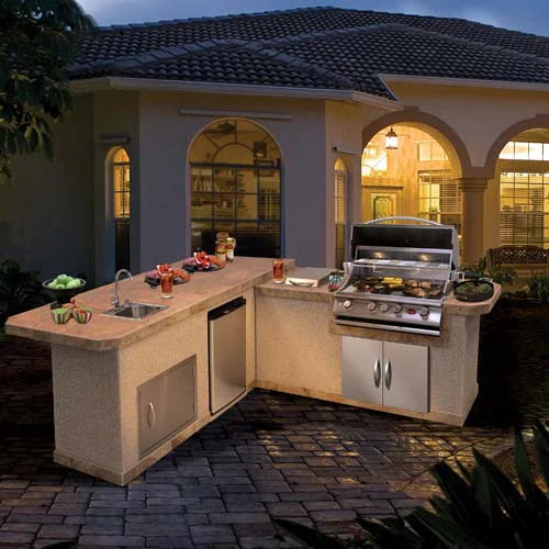 Cal Flame 8 ft L-Shaped Outdoor BBQ Kitchen Island BBK-870