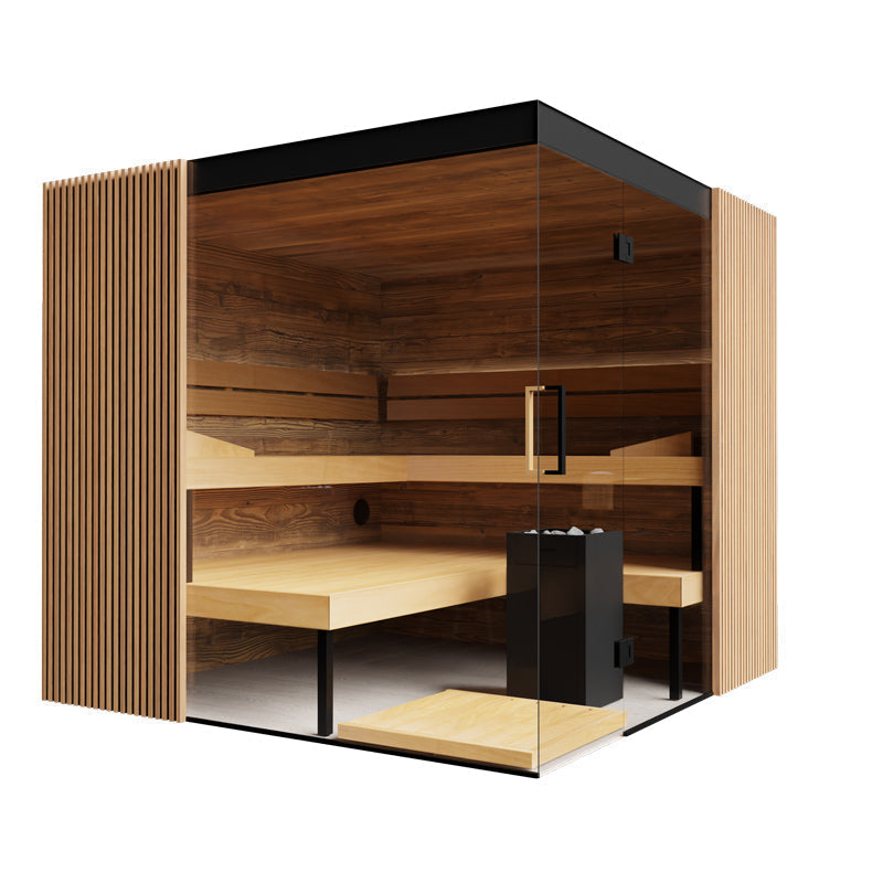 ThermaSol Aalto - Glass and Wood Panels, 3-4 Person, Indoor Sauna