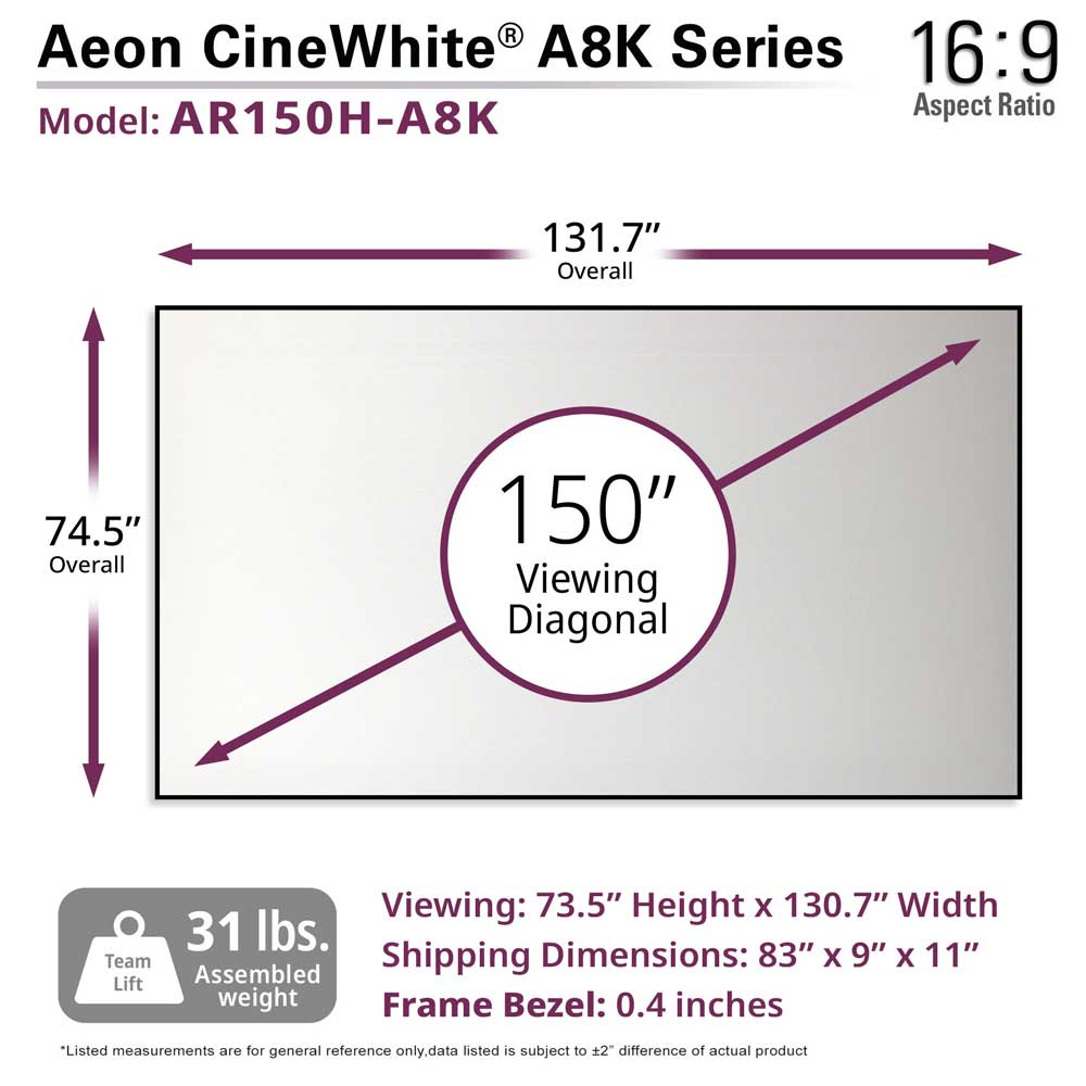 Elite Screens Aeon CineWhite A8K Series