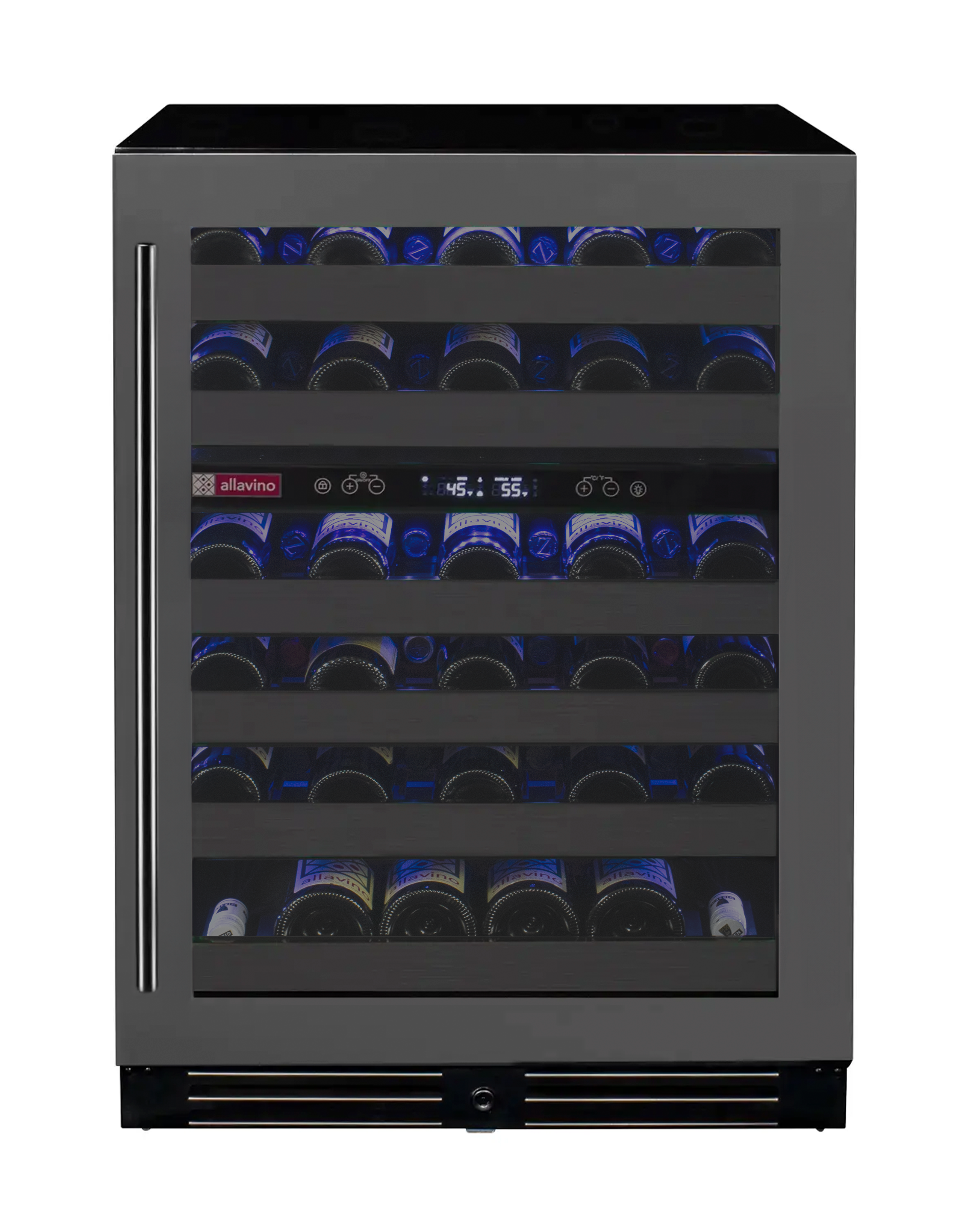 Allavino Reserva Series 50 Bottle Dual Zone Undercounter Wine Cooler Refrigerator with Black Stainless Steel Door - Right Hinge