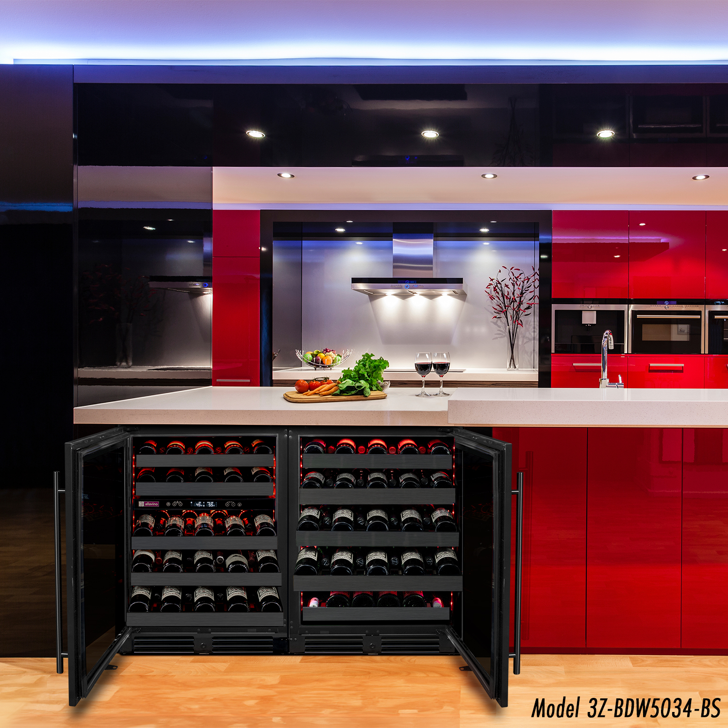 Allavino Reserva Series 50 Bottle Dual Zone Built-in Wine Cooler Refrigerator with Black Stainless Steel Door - Left Hinge