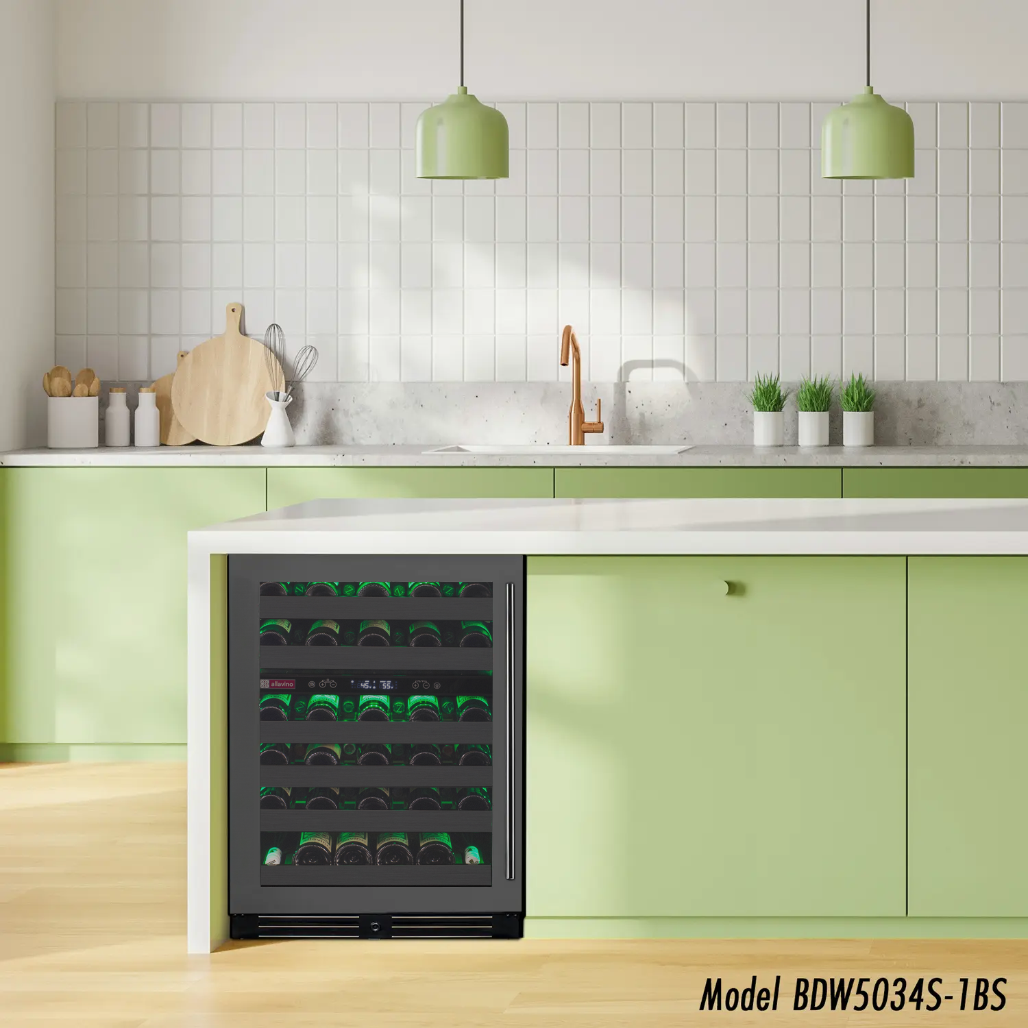 Allavino Reserva Series 50 Bottle Dual Zone Built-in Wine Cooler Refrigerator with Black Stainless Steel Door - Left Hinge
