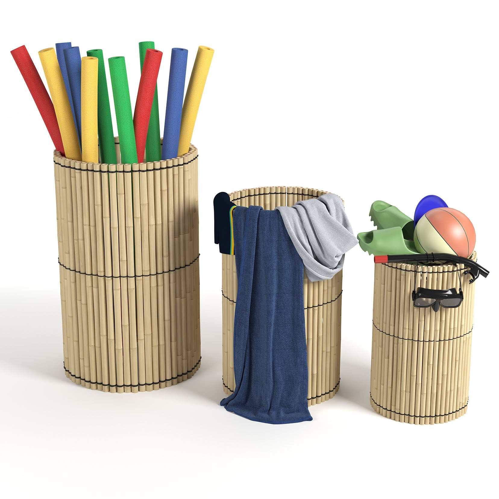 Ram Game Room Bamboo Tiki Nesting Basket Set (TBASK)