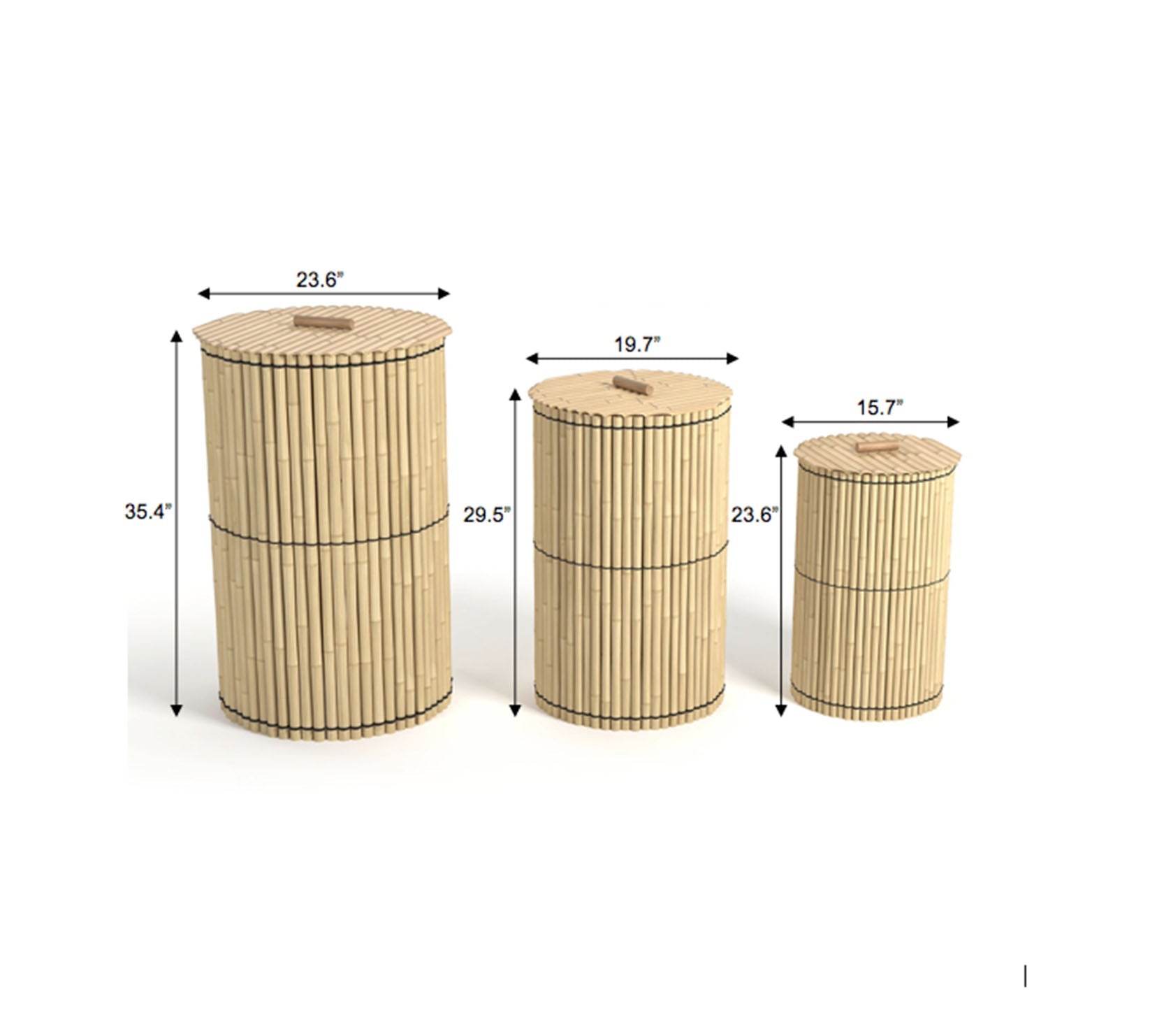 Ram Game Room Bamboo Tiki Nesting Basket Set (TBASK)