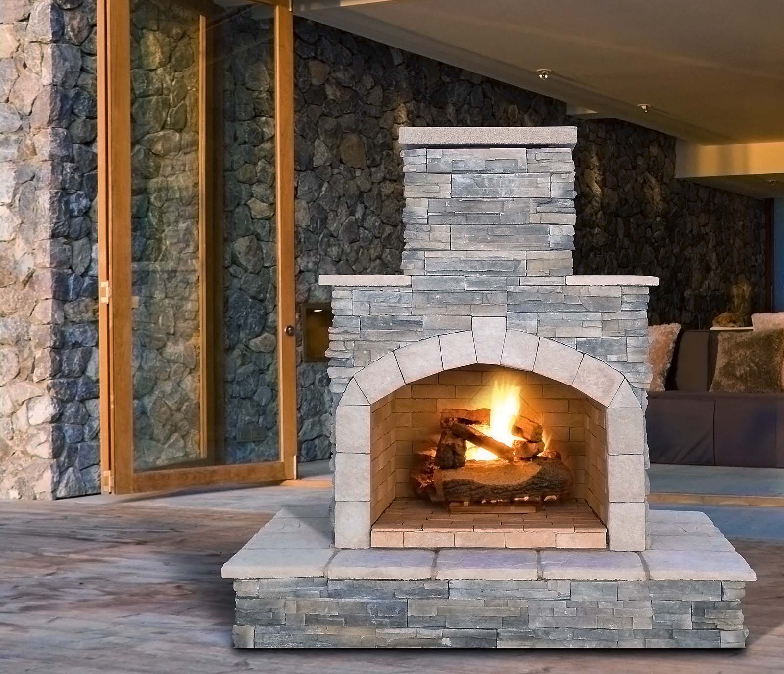 Cal Flame 78-Inch Outdoor Fireplace FRP908-3