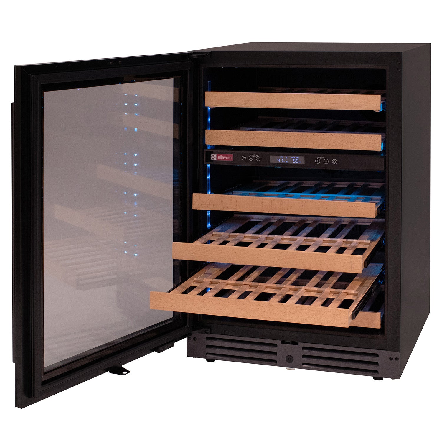 Allavino Reserva Series 50 Bottle Dual Zone Built-in Wine Cooler Refrigerator with Black Glass Door - Left Hinge