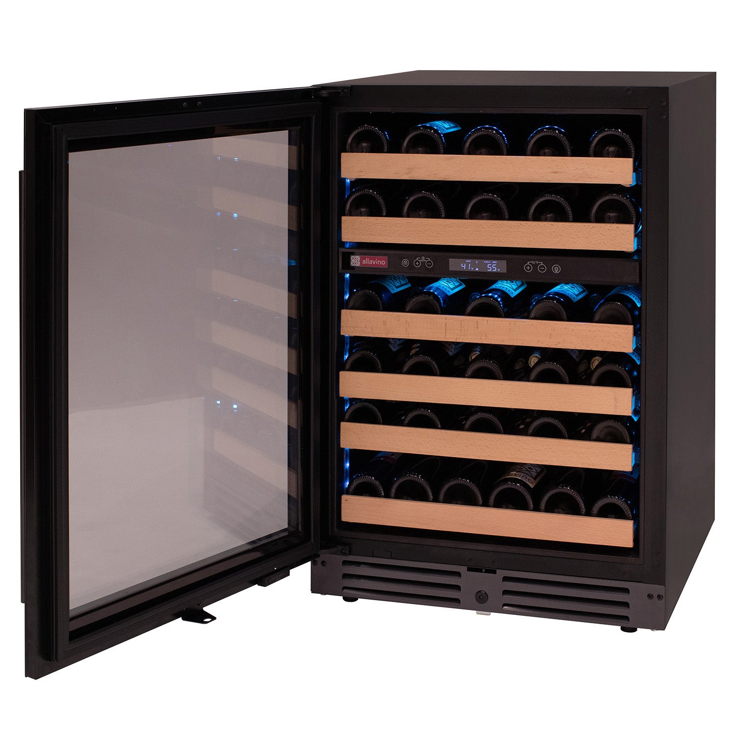 Allavino Reserva Series 50 Bottle Dual Zone Built-in Wine Cooler Refrigerator with Black Glass Door - Left Hinge