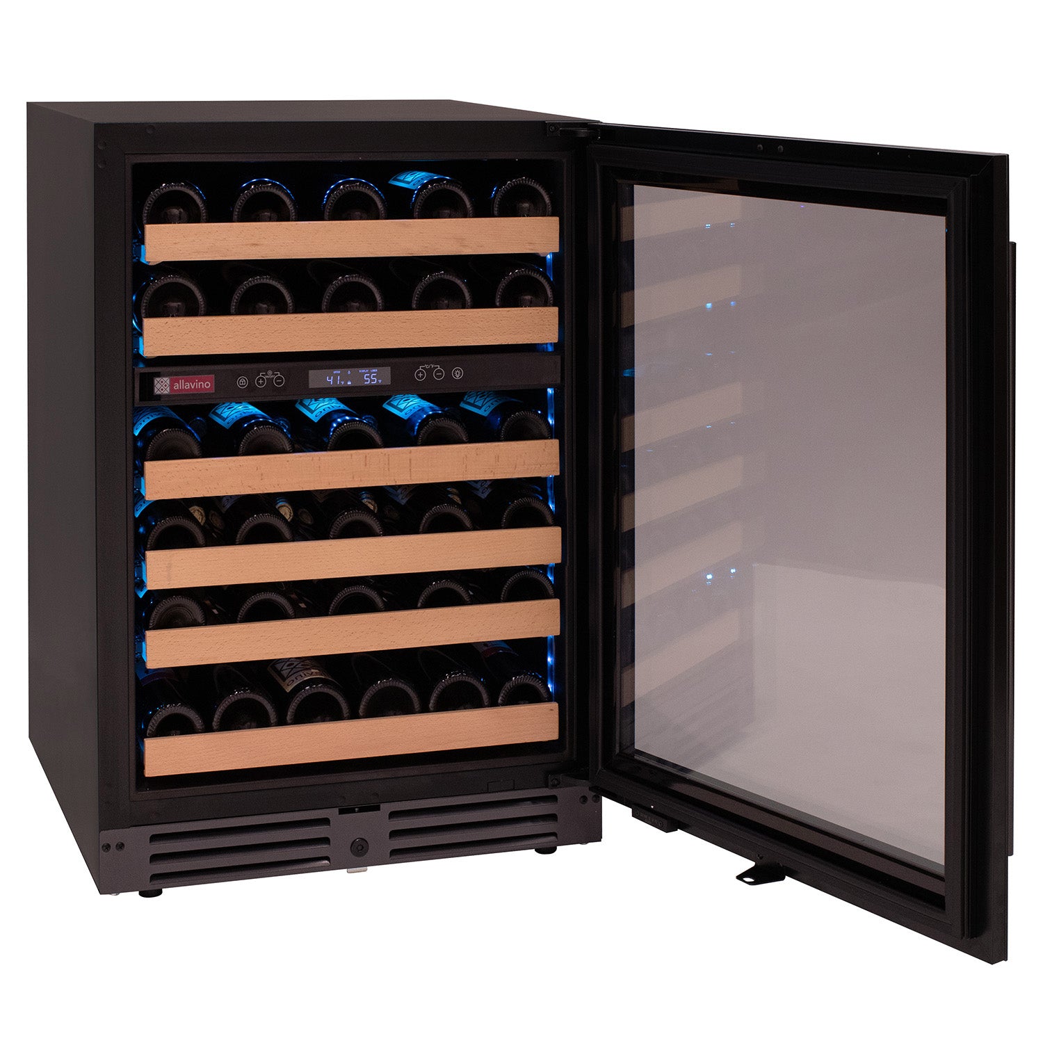 Allavino Reserva Series 50 Bottle Dual Zone Undercounter Wine Cooler Refrigerator with Black Glass Door - Right Hinge
