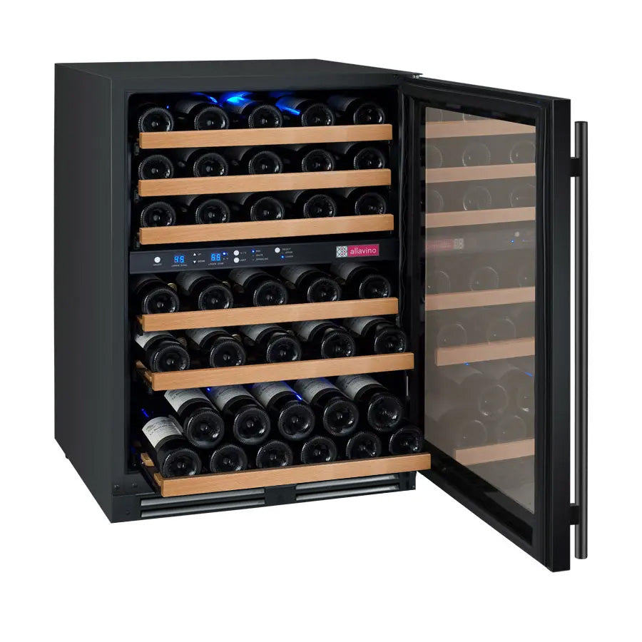 Allavino FlexCount Series 56 Bottle Dual Zone Built-in Wine Cooler Refrigerator with Black Door - Right Hinge - VSWR56-2BR20