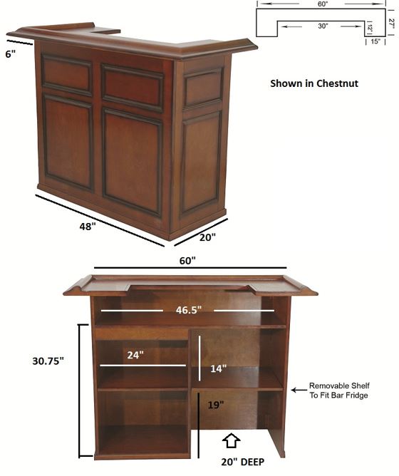 Ram Game Room 60" English Pub Style Bar (DBAR60)