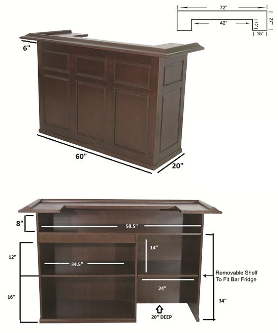 Ram Game Room 72" English Pub Style Bar (DBAR72)