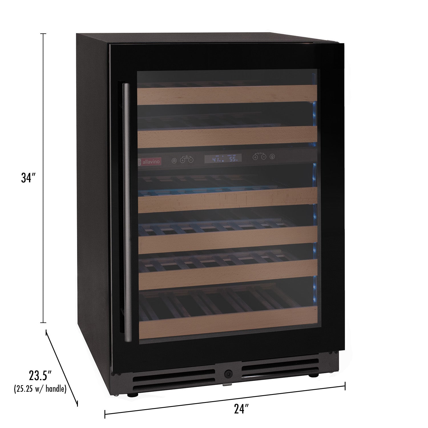 Allavino Reserva Series 50 Bottle Dual Zone Undercounter Wine Cooler Refrigerator with Black Glass Door - Right Hinge
