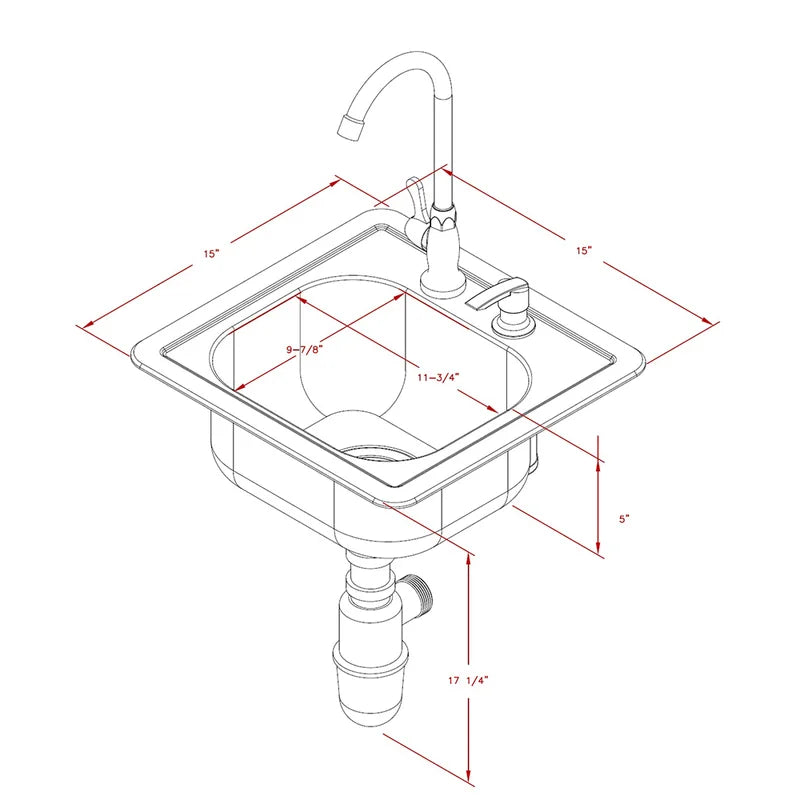 Cal Flame Stainless Steel Sink with Faucet & Soap Dispenser