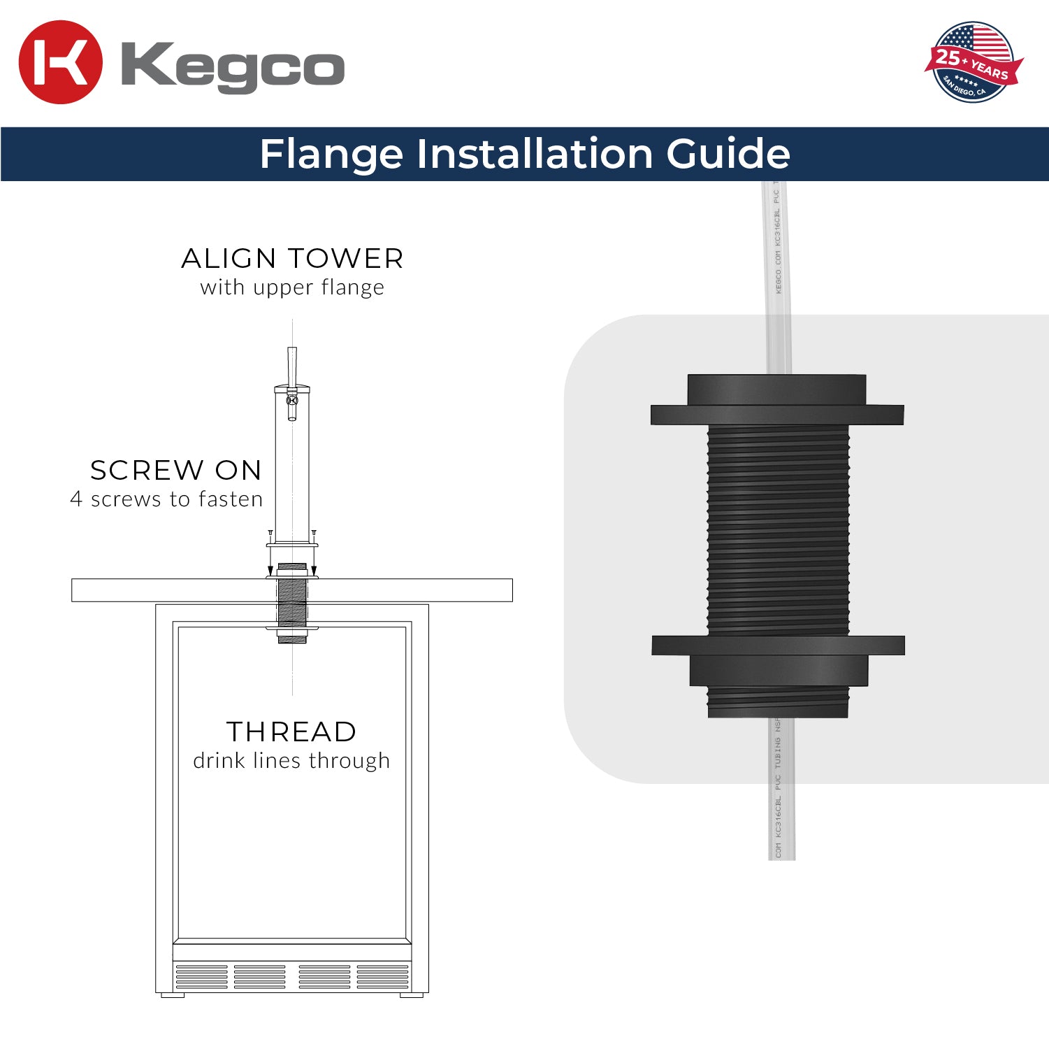 Kegco 24" Wide Single Tap Stainless Steel Built-In Right Hinge Kegerator with Kit – Exterior Cabinet Black – HK38BSU-1