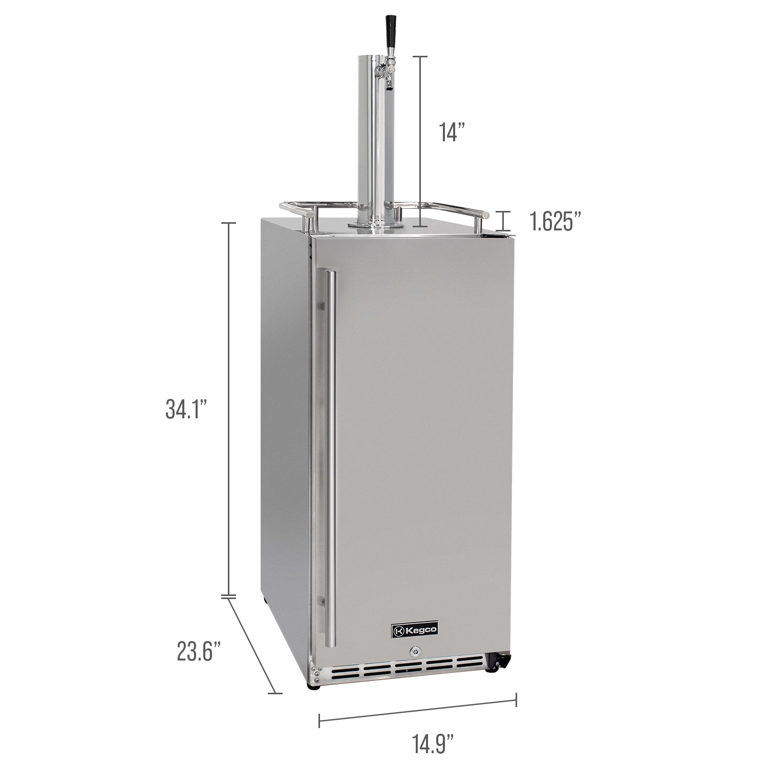 Kegco 15" Wide Outdoor Single Tap Stainless Steel Built-In Commercial Kegerator