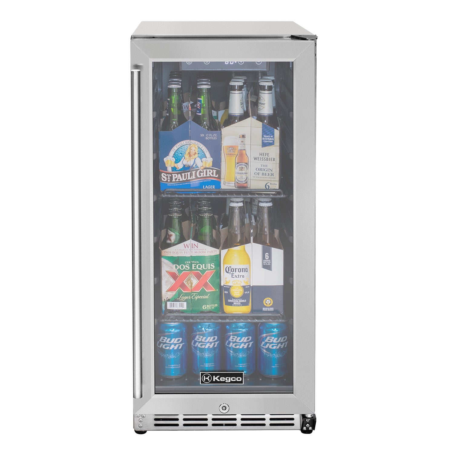 Kegco 15" Wide Outdoor Built-In Commercial Beverage Center - Glass Door