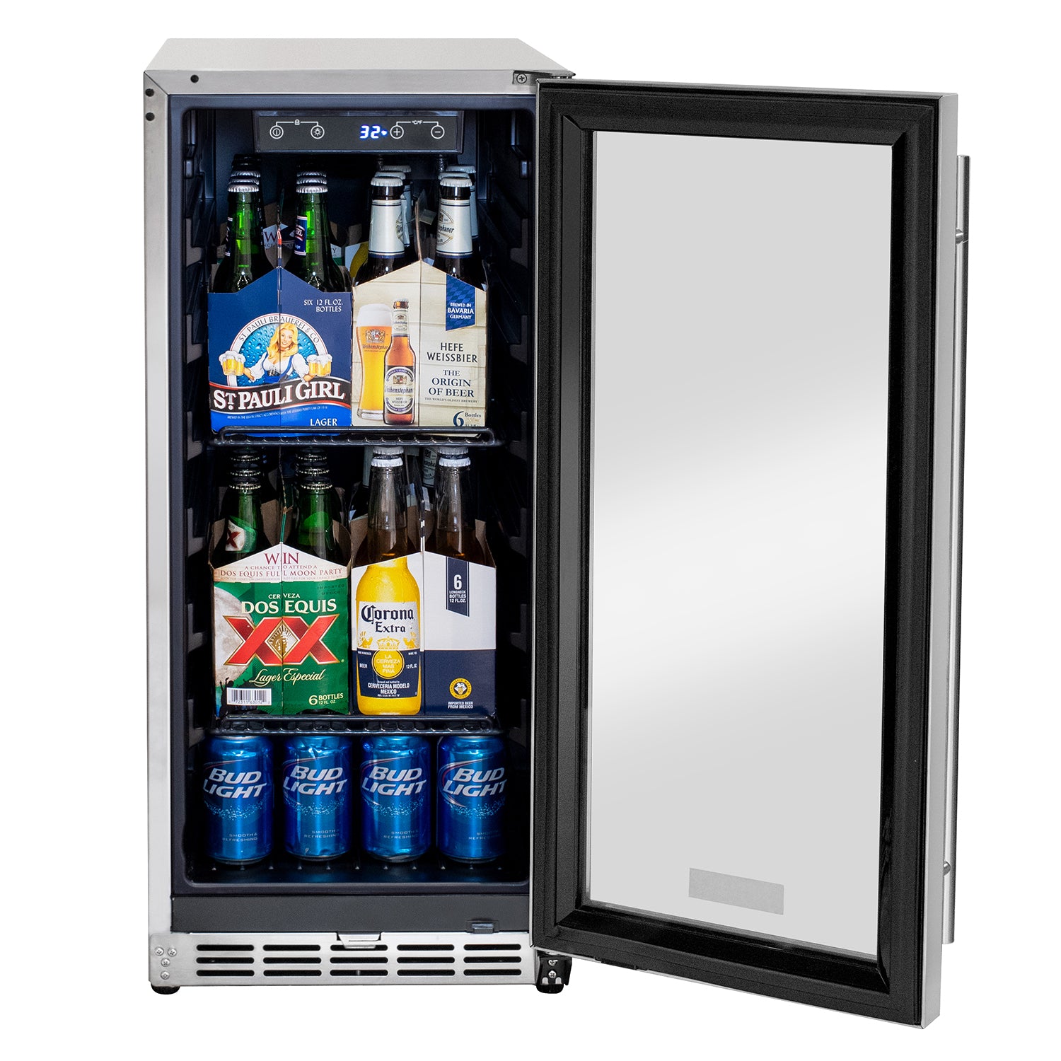 Kegco 15" Wide Outdoor Built-In Commercial Beverage Center - Glass Door