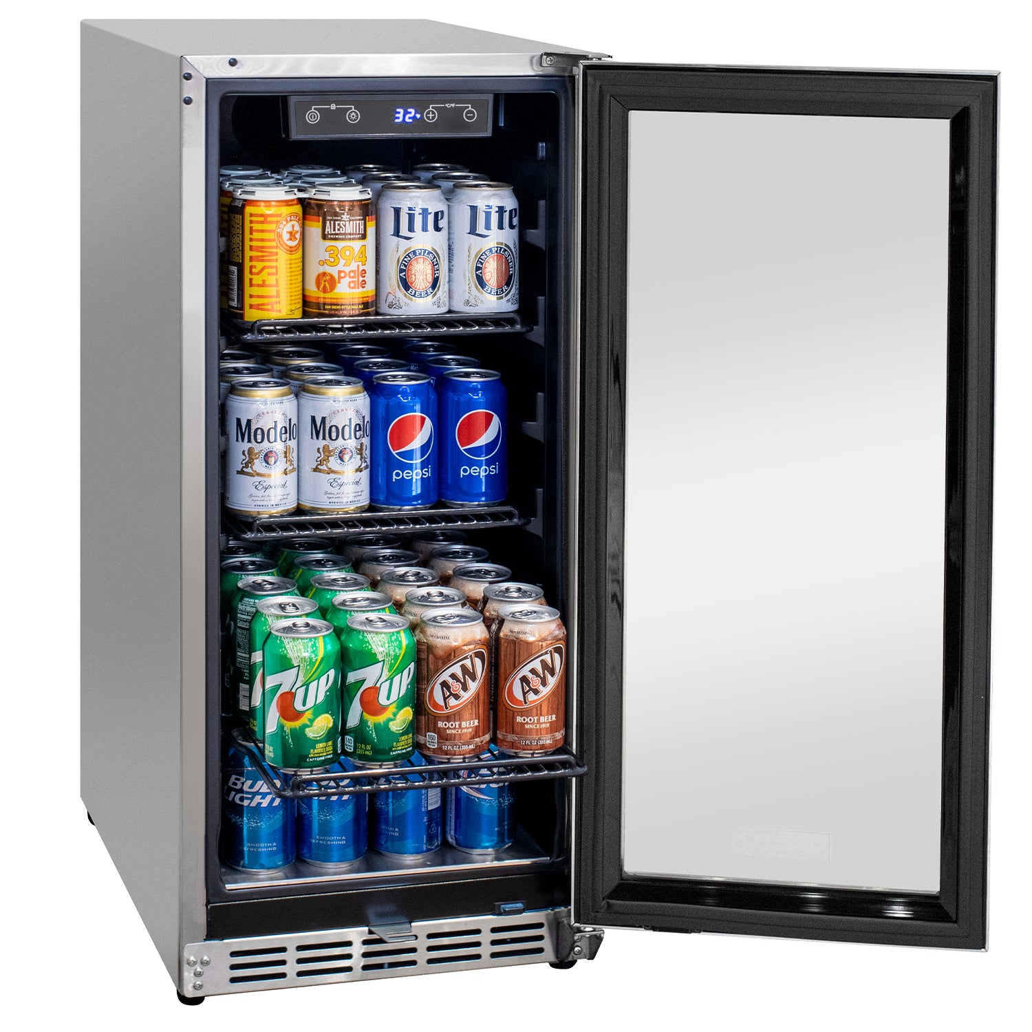 Kegco 15" Wide Outdoor Built-In Commercial Beverage Center - Glass Door