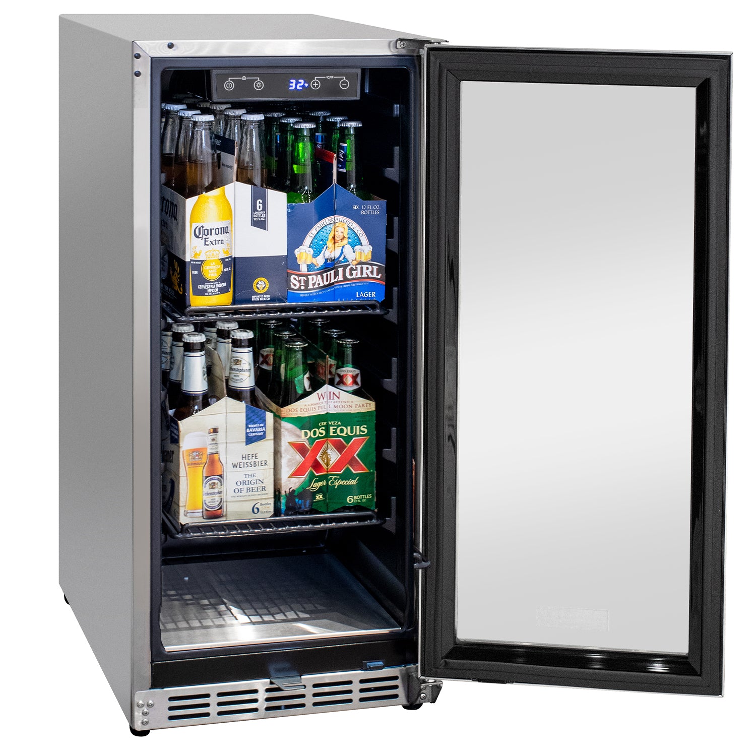 Kegco 15" Wide Outdoor Built-In Commercial Beverage Center - Glass Door