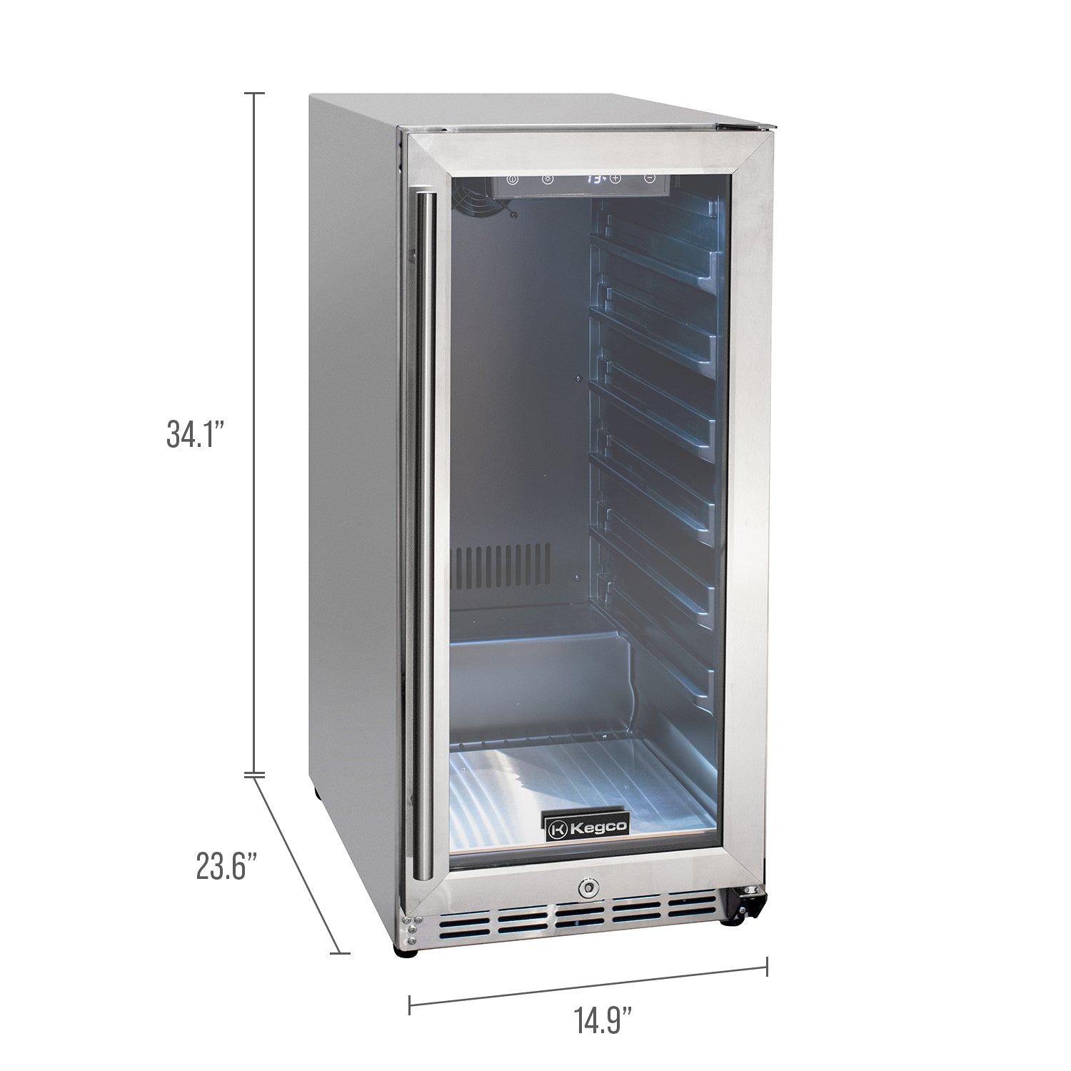 Kegco 15" Wide Outdoor Built-In Commercial Beverage Center - Glass Door