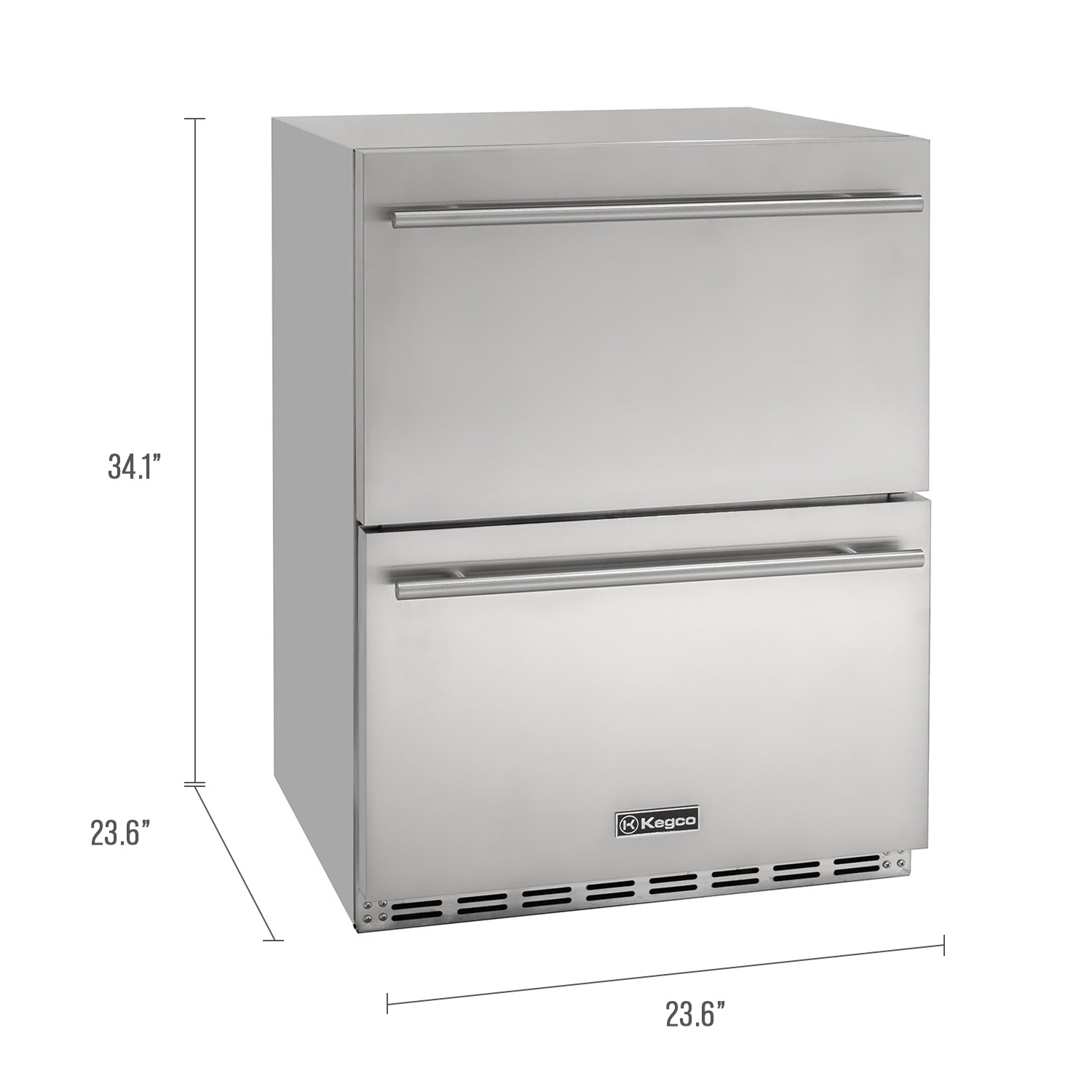 Kegco 24" Wide Outdoor Built-In Stainless Steel Commercial Two-Drawer Refrigerator
