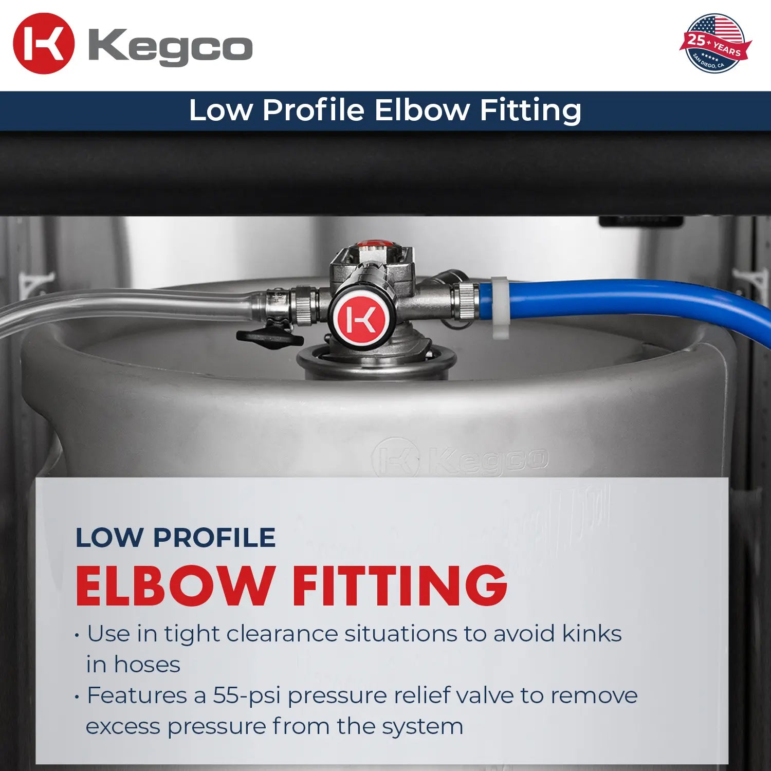 Kegco 24" Wide Single Tap Stainless Steel Built-In Right / Left Hinge ADA Kegerator with Kit - HK48BSA-1