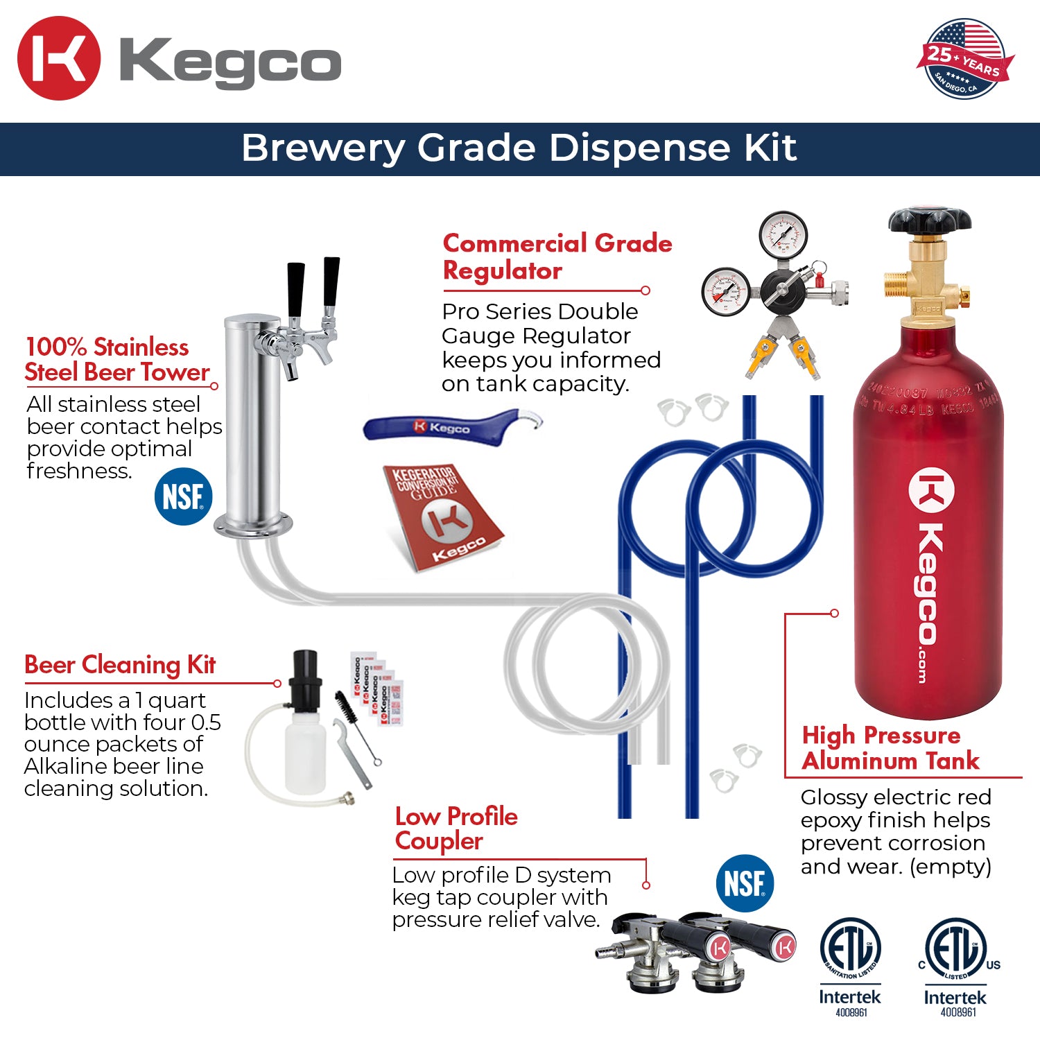 Kegco 24" Wide Dual Tap Stainless Steel Right / Left Hinge Built-in ADA Kegerator with Kit - HK48BSA-2