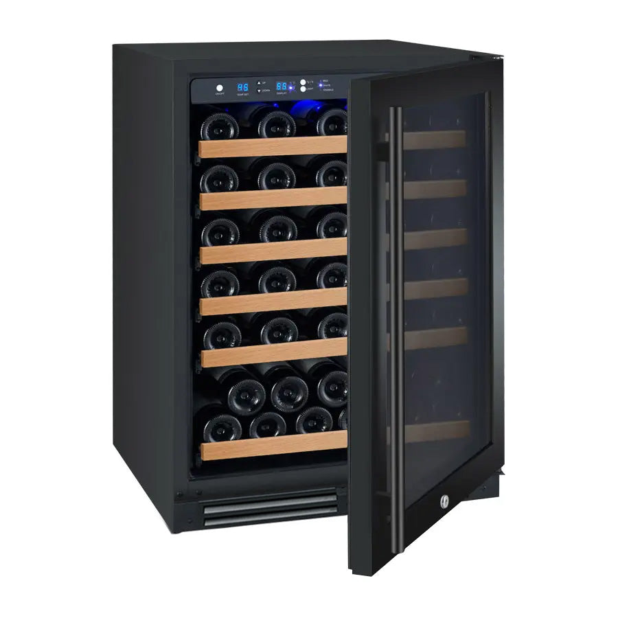 Allavino FlexCount Series 56 Bottle Single Zone Built-in Wine Refrigerator with Black Door - Left Hinge