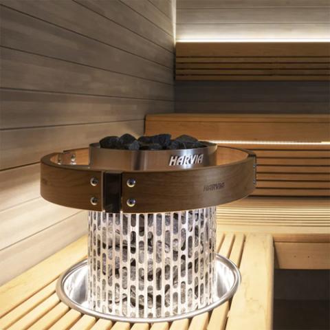 Harvia HPCS9U1HB Cilindro Half Series 9kW Stainless Steel Sauna Heater at 240V 1PH with Built-In Time and Temperature Controls
