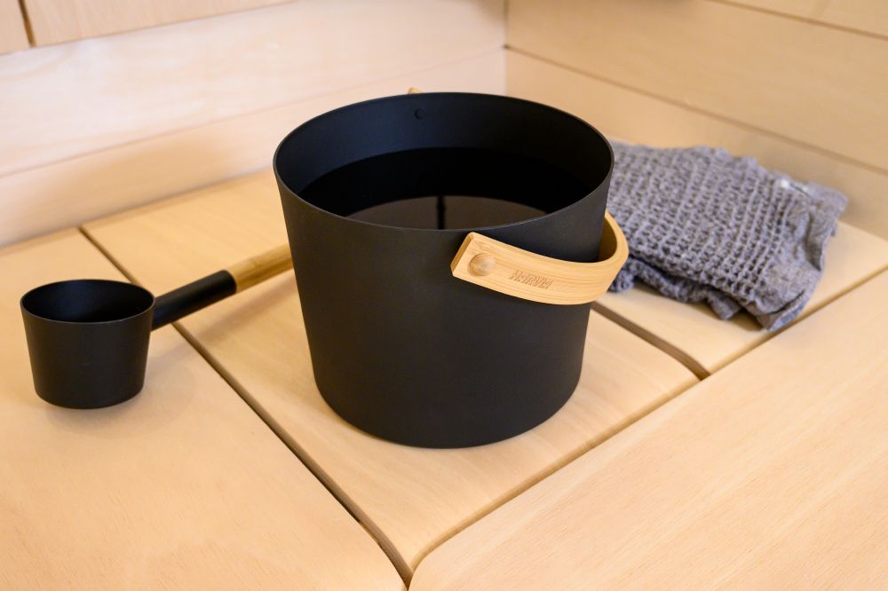 Harvia SAC10111 Pail and Ladle Black Steel Set