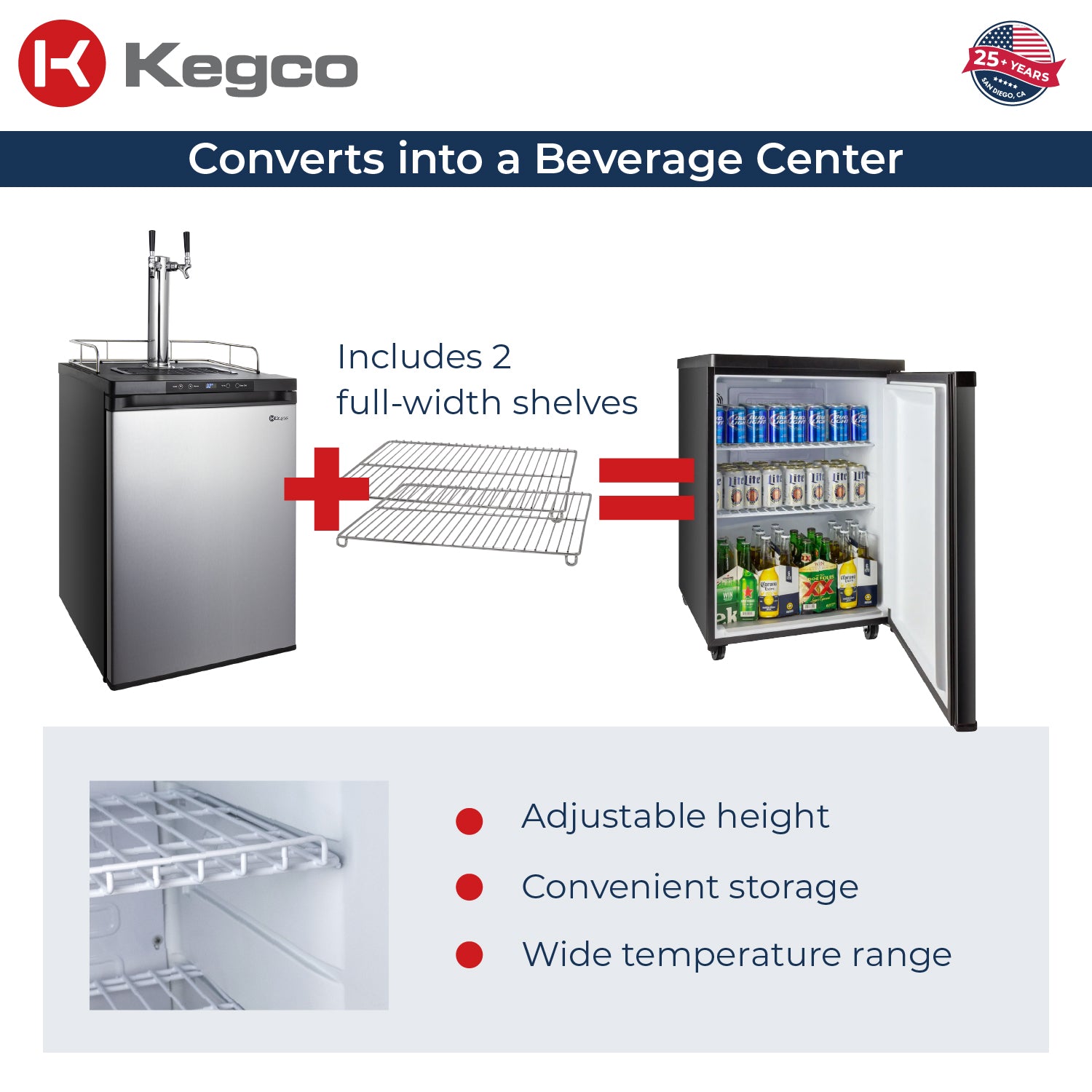 Kegco 24" Wide Digital Kegerator – Single, Dual & Triple Tap | Black, Stainless Steel & Black Stainless Steel
