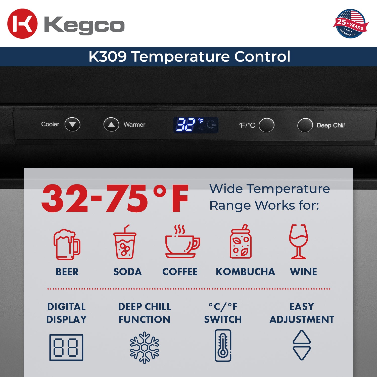Kegco 24" Wide Digital Kegerator – Single, Dual & Triple Tap | Black, Stainless Steel & Black Stainless Steel